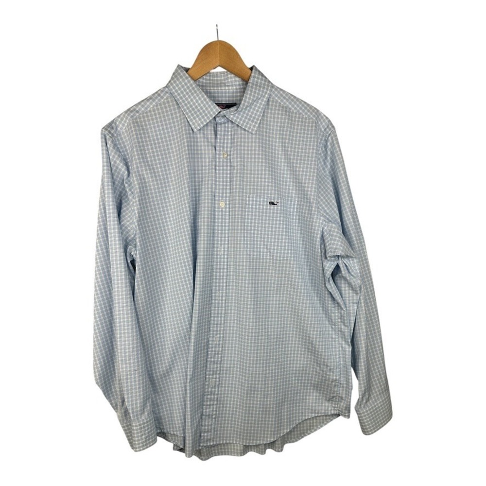 Vineyard Vines‎ Mens Top Size Large Blue Plaid Whale Classic Fit Tucker Shirt